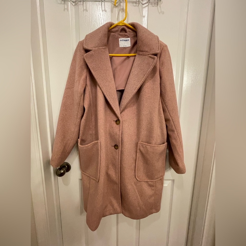 Old Navy soft brushed overcoat, pink, size L